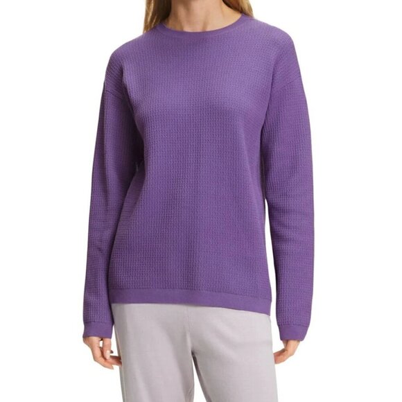 Falke Organic Cotton Textured Knit Sweater, Lavender Purple S – Crew Neck, Prep - Picture 8 of 9
